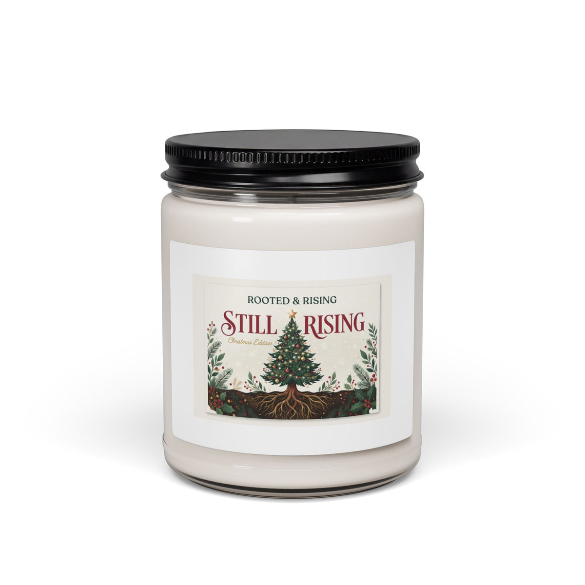 Still Rising Christmas Edition Scented Soy Candle — 9oz Holiday Candle (Christmas Warmth, Coconut Cream + Cardamom, Cinnamon Vanilla)