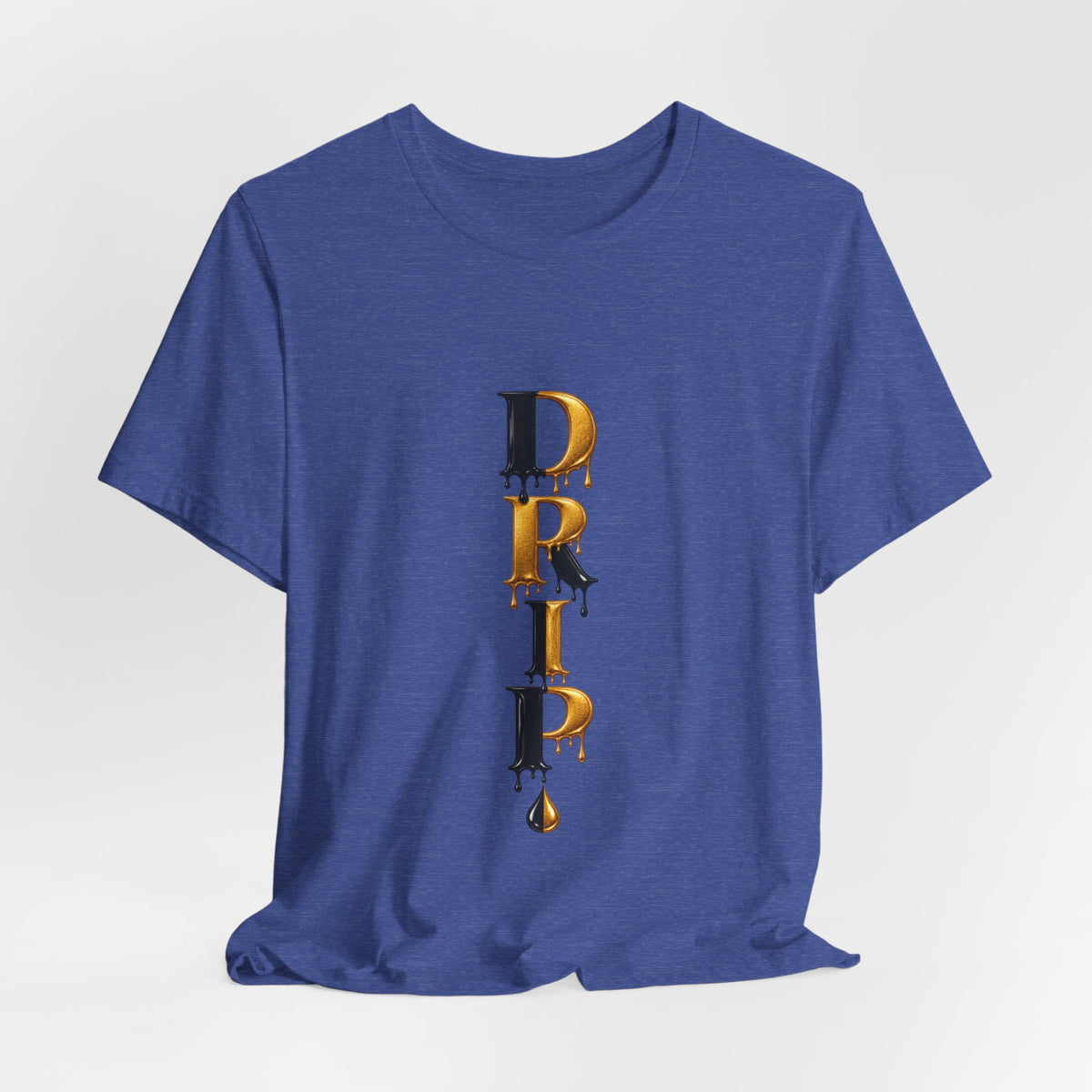 Drip Vertical Graphic Tee — Gold & Black Dripping Letter Design