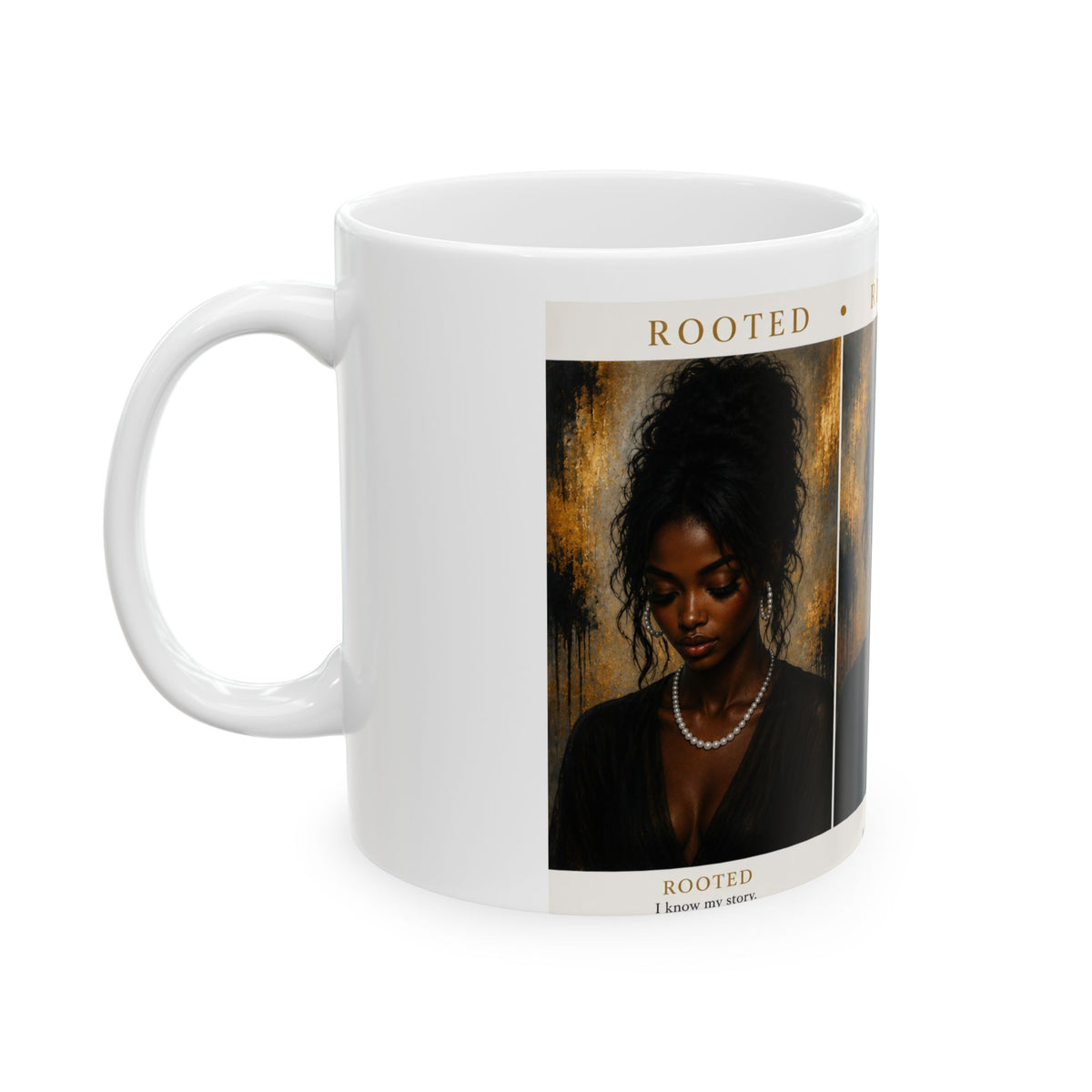 Rising Confident Black Woman Ceramic Mug – Inspirational Portrait Coffee Cup (11oz/15oz)
