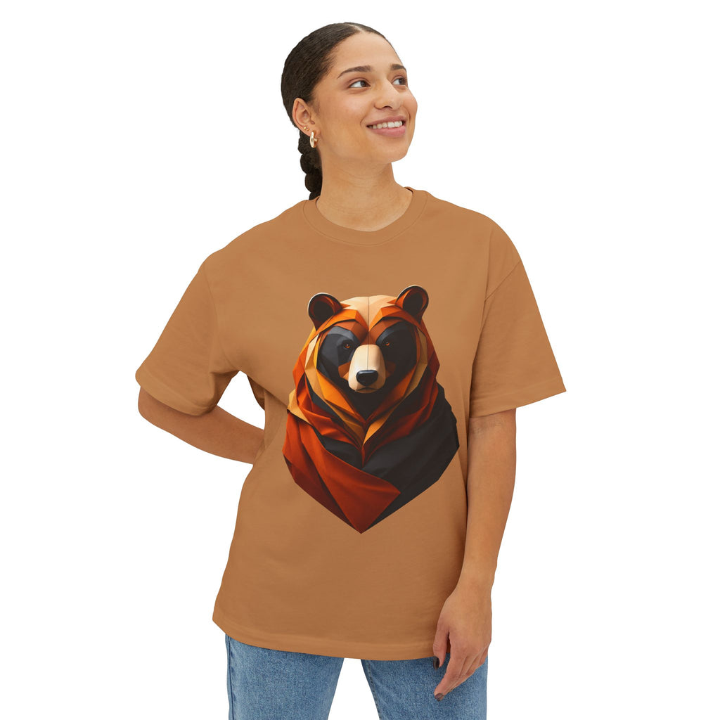 Geometric Bear Graphic Tee — Modern Animal Art Oversized T‑Shirt