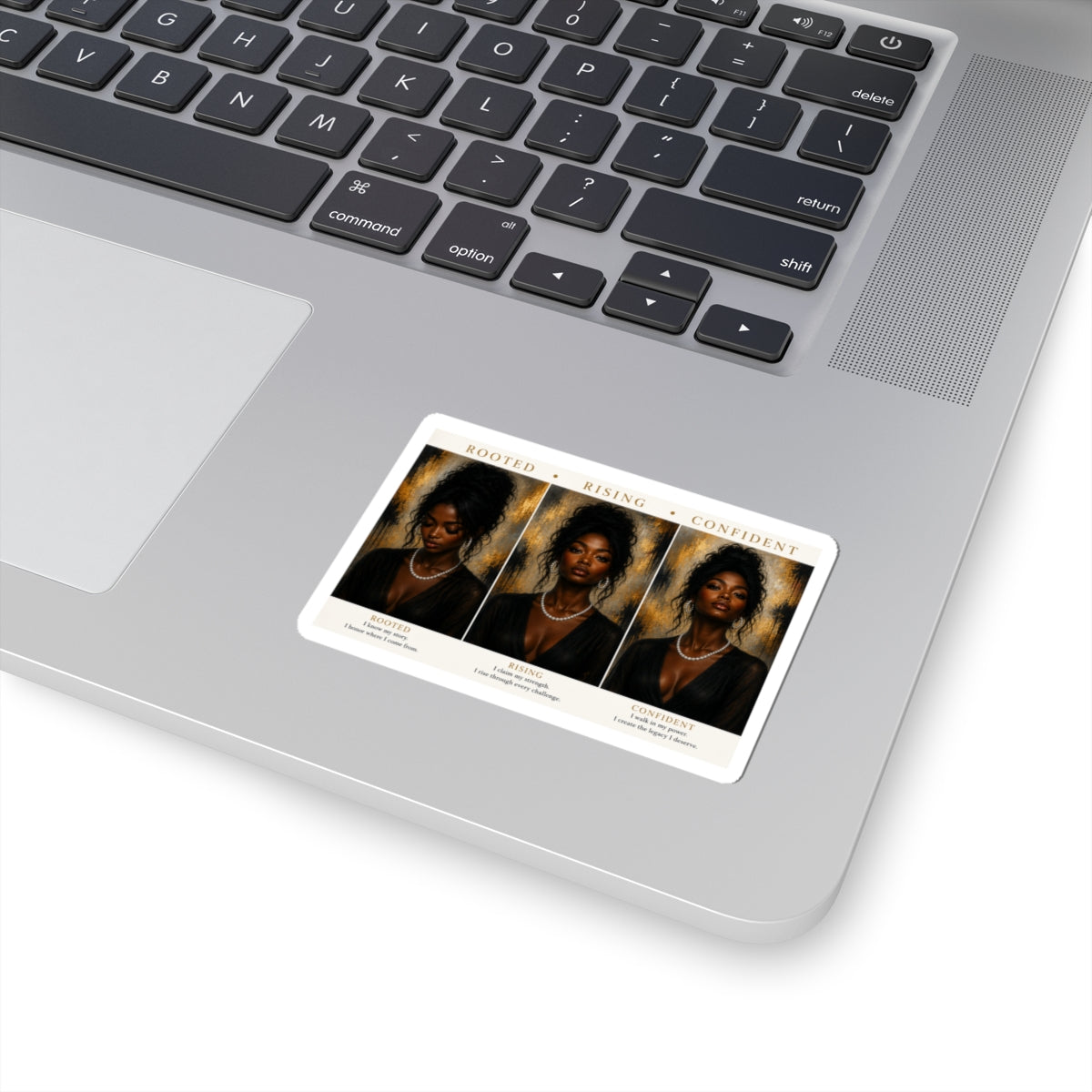 Kiss-Cut Stickers — Black Woman Portrait Trio: Rooted, Rising, Confident Inspirational Sticker Sheet