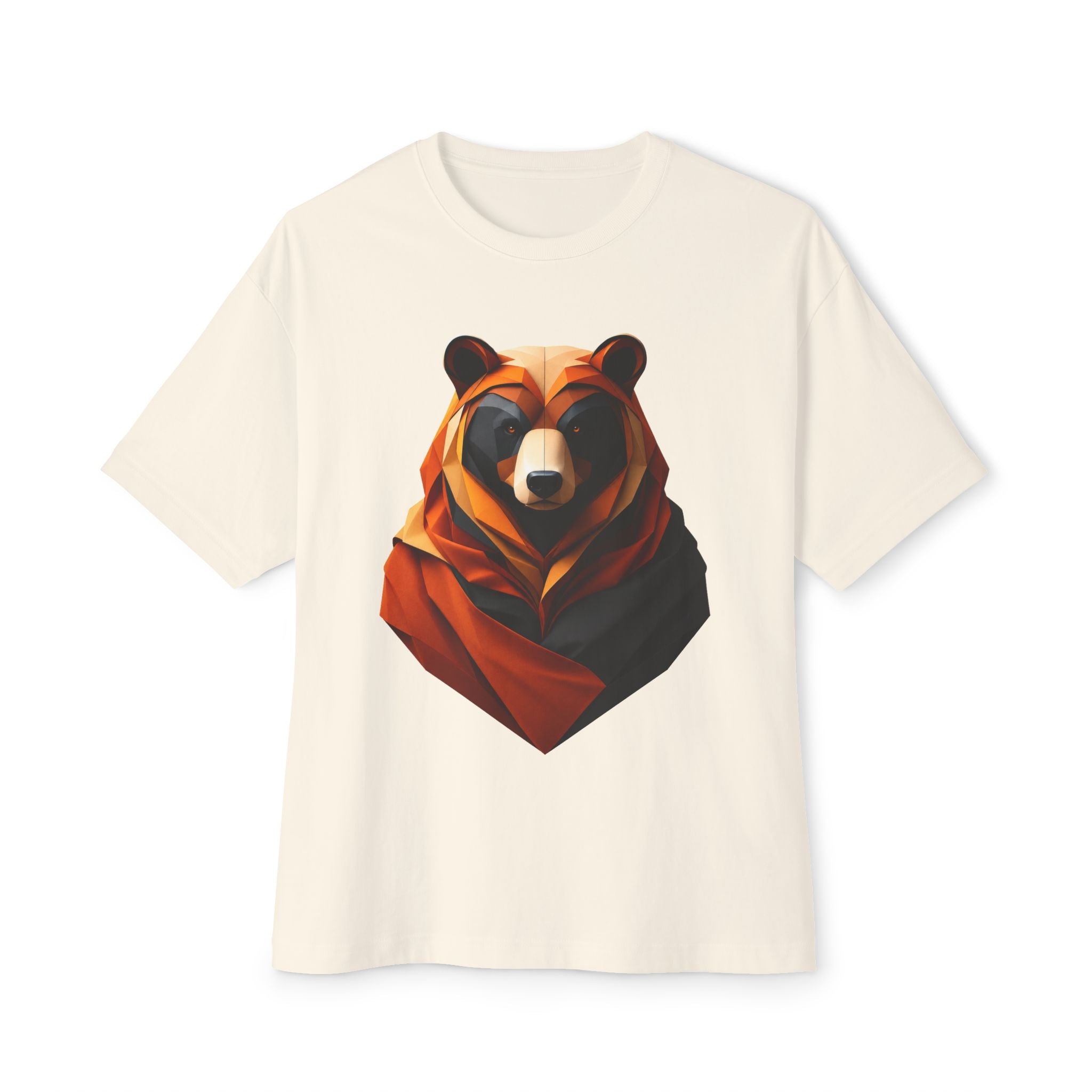 Geometric Bear Graphic Tee — Modern Animal Art Oversized T‑Shirt