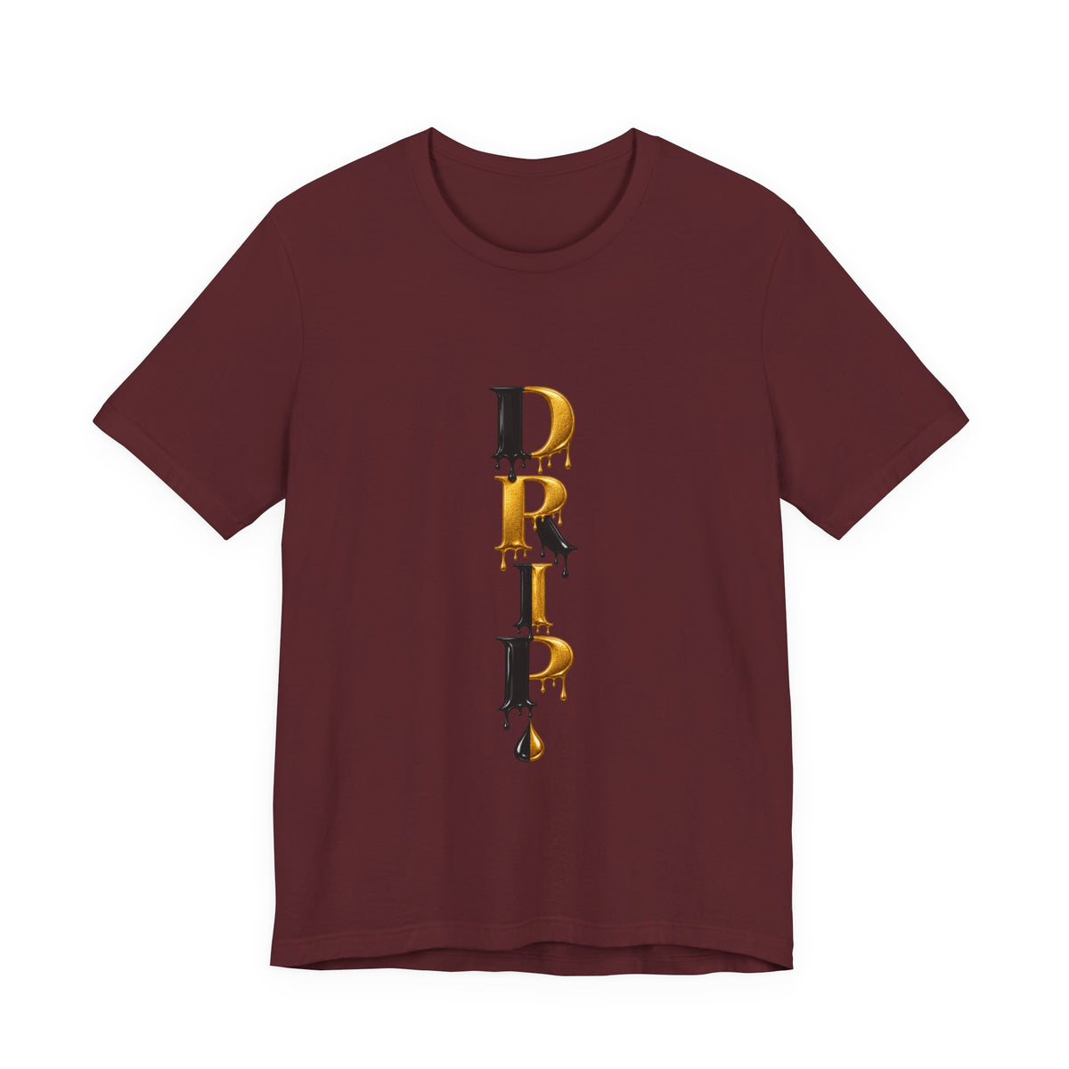 Drip Vertical Graphic Tee — Gold & Black Dripping Letter Design