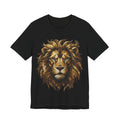 Golden Lion Graphic Tee — Tribal Lion Head Black Unisex T-Shirt