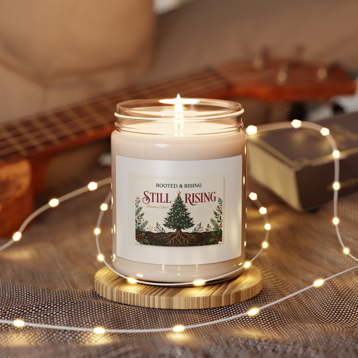Still Rising Christmas Edition Scented Soy Candle — 9oz Holiday Candle (Christmas Warmth, Coconut Cream + Cardamom, Cinnamon Vanilla)