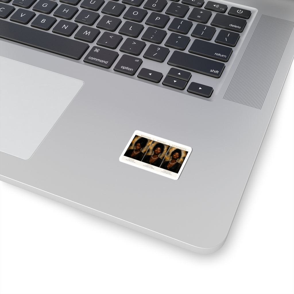 Kiss-Cut Stickers — Black Woman Portrait Trio: Rooted, Rising, Confident Inspirational Sticker Sheet
