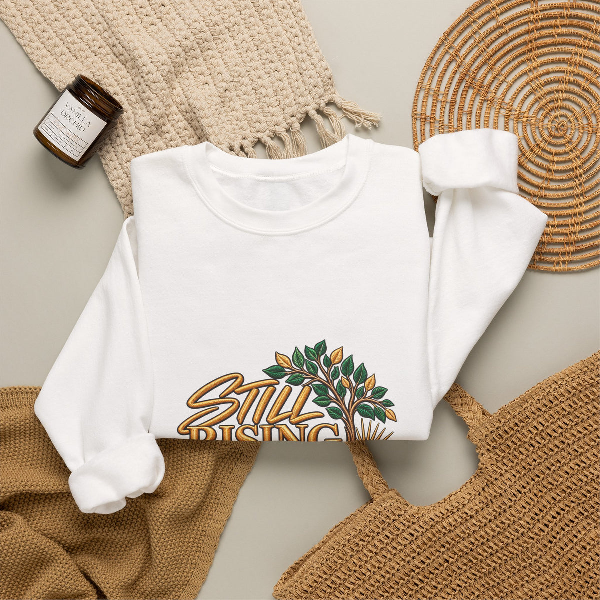 Still Rising Crewneck Sweatshirt – Inspirational Floral Graphic