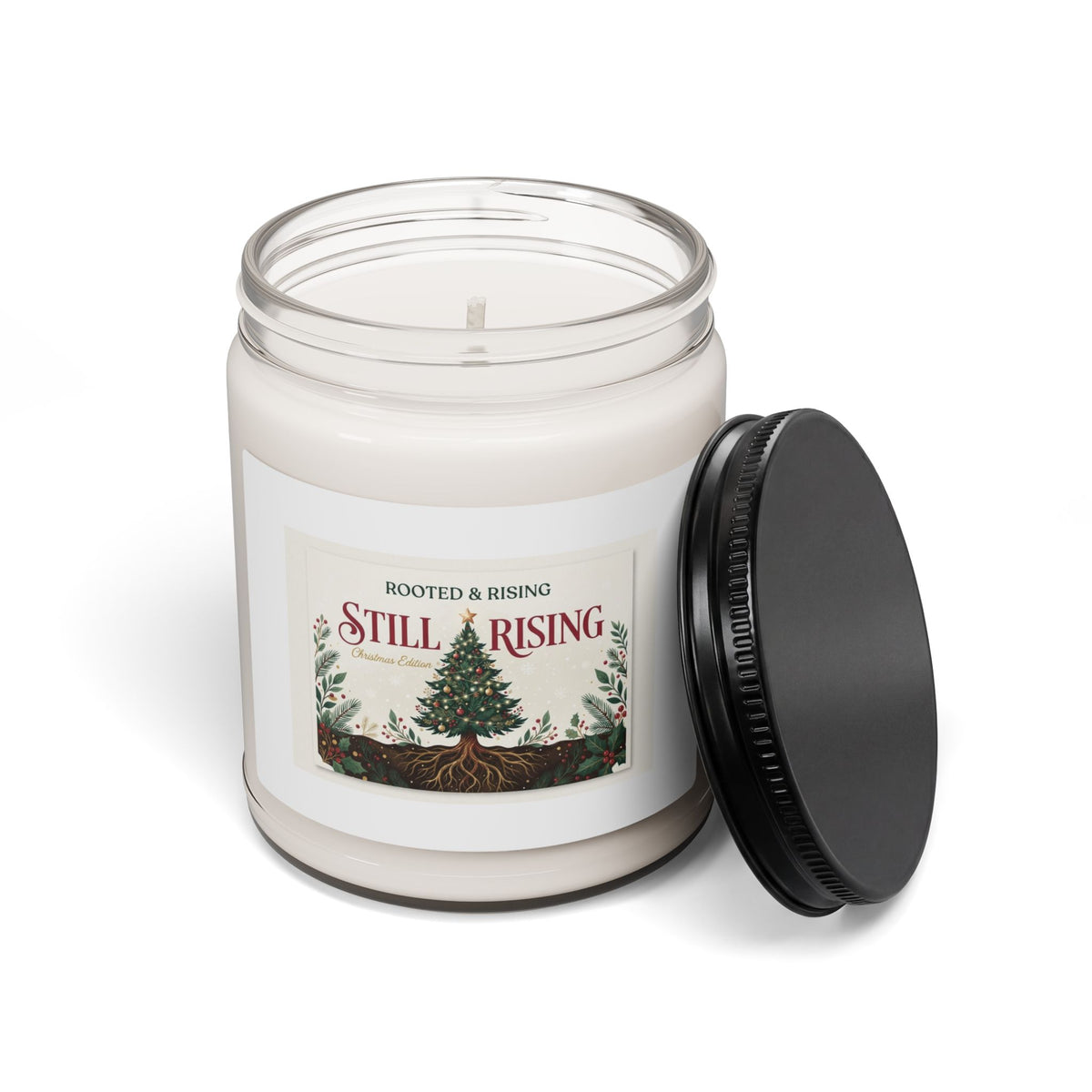 Still Rising Christmas Edition Scented Soy Candle — 9oz Holiday Candle (Christmas Warmth, Coconut Cream + Cardamom, Cinnamon Vanilla)