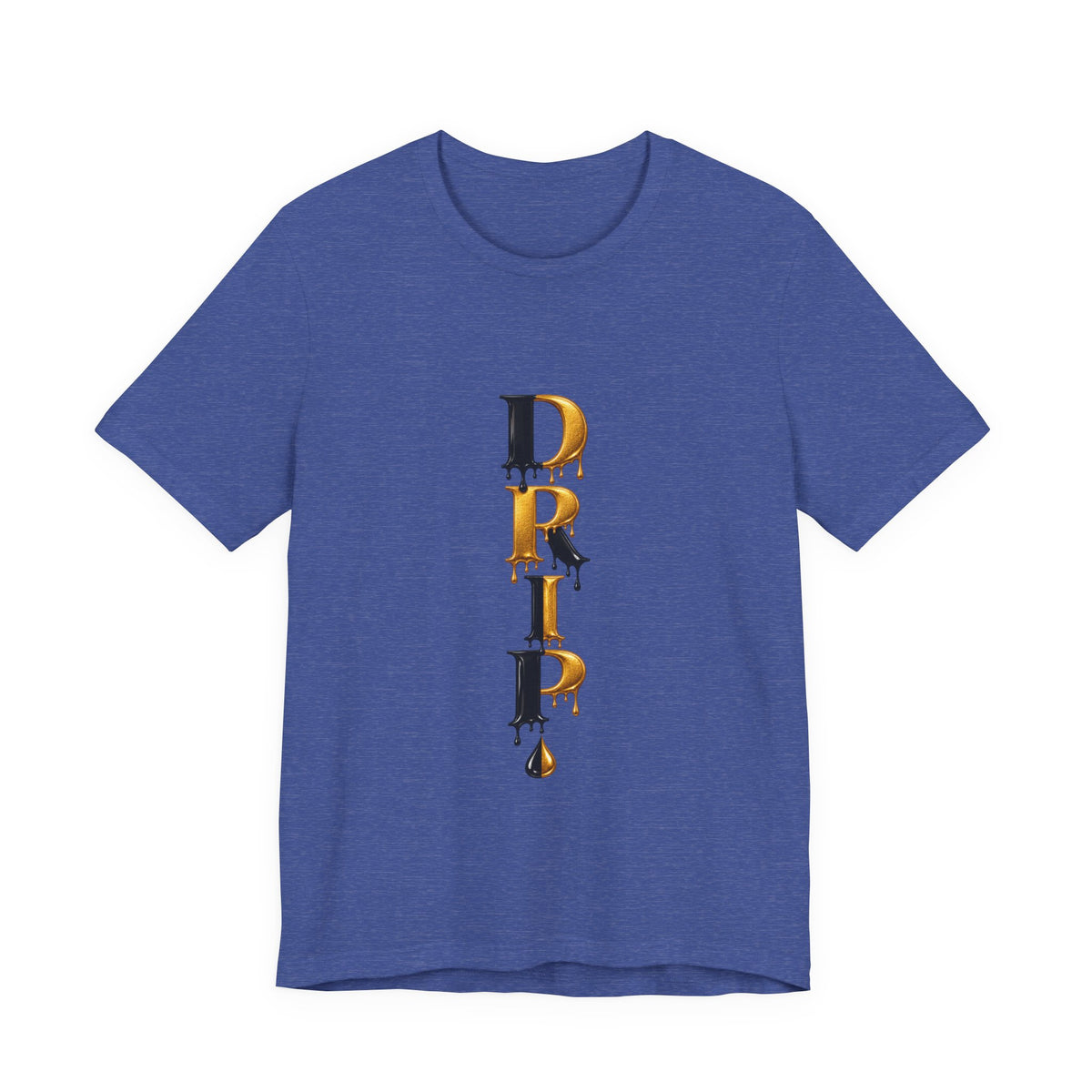 Drip Vertical Graphic Tee — Gold & Black Dripping Letter Design