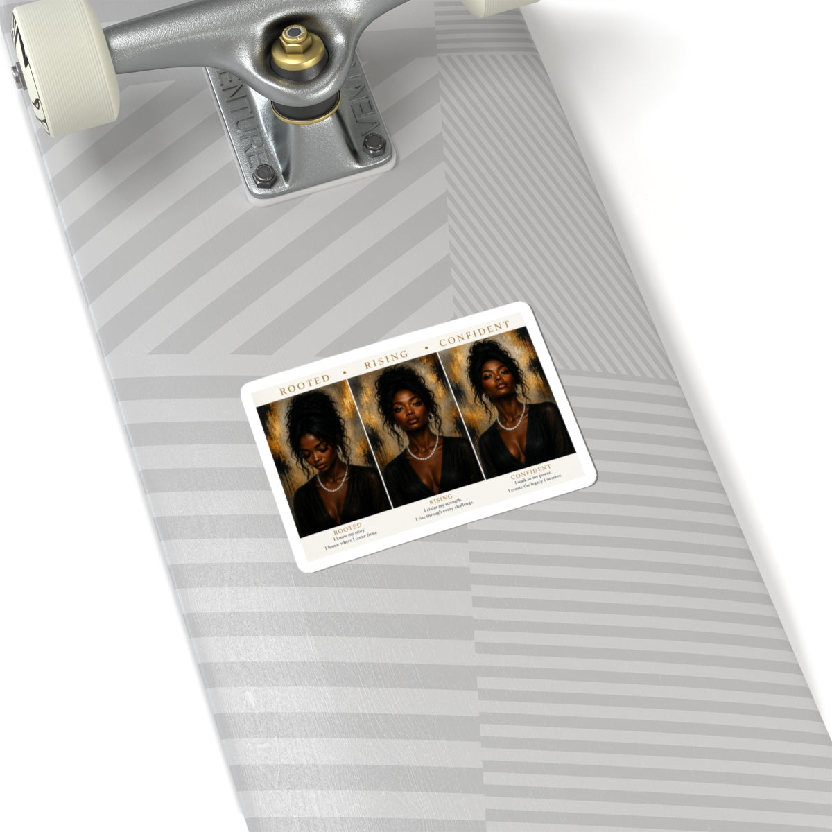 Kiss-Cut Stickers — Black Woman Portrait Trio: Rooted, Rising, Confident Inspirational Sticker Sheet