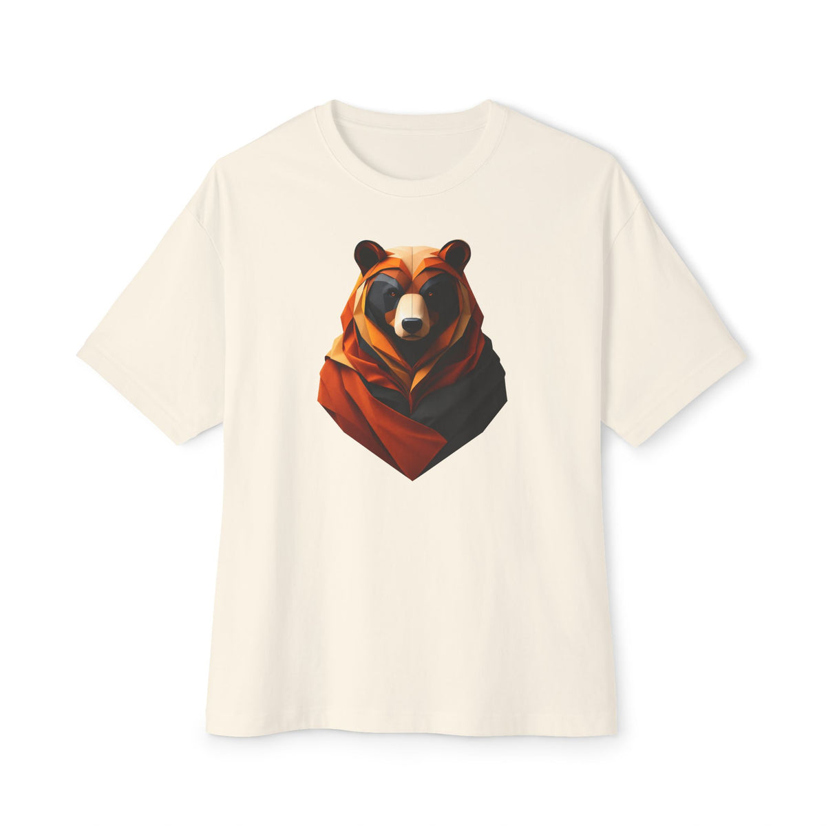 Geometric Bear Graphic Tee — Modern Animal Art Oversized T‑Shirt