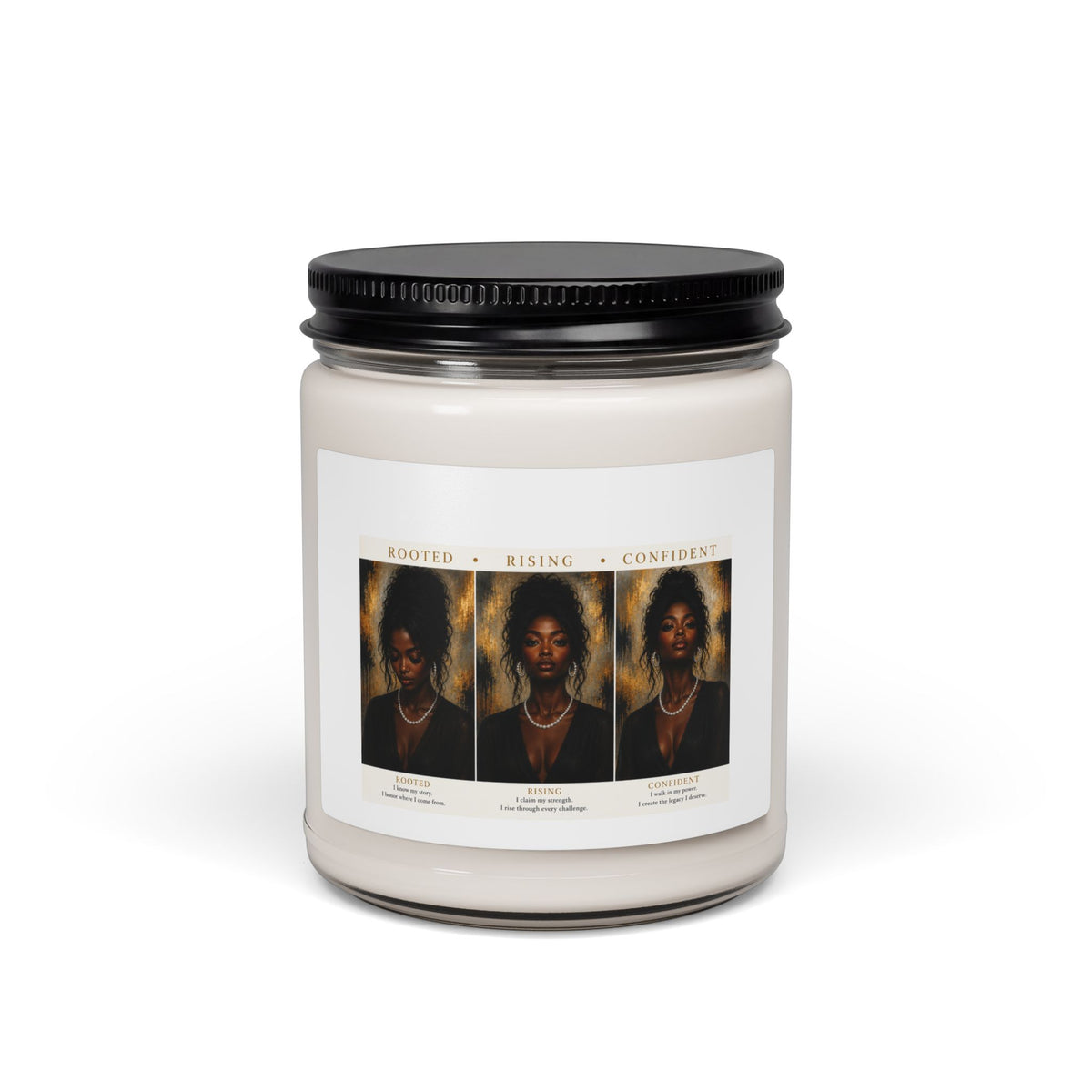 Soy Candle — Rooted, Rising & Confident 9oz Scented Jar