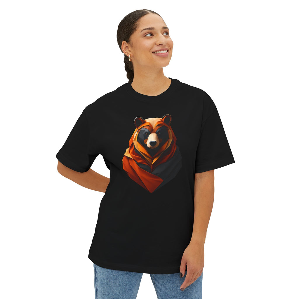 Geometric Bear Graphic Tee — Modern Animal Art Oversized T‑Shirt