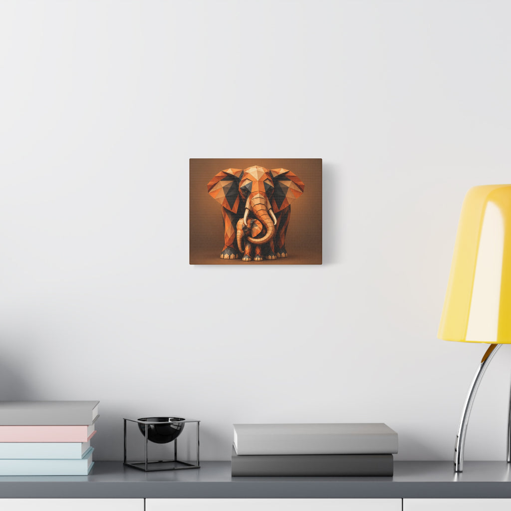 Geometric Elephant Canvas Print — Warm Brown Modern Animal Wall Art