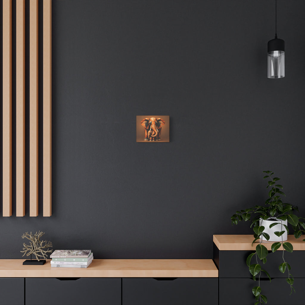 Geometric Elephant Canvas Print — Warm Brown Modern Animal Wall Art