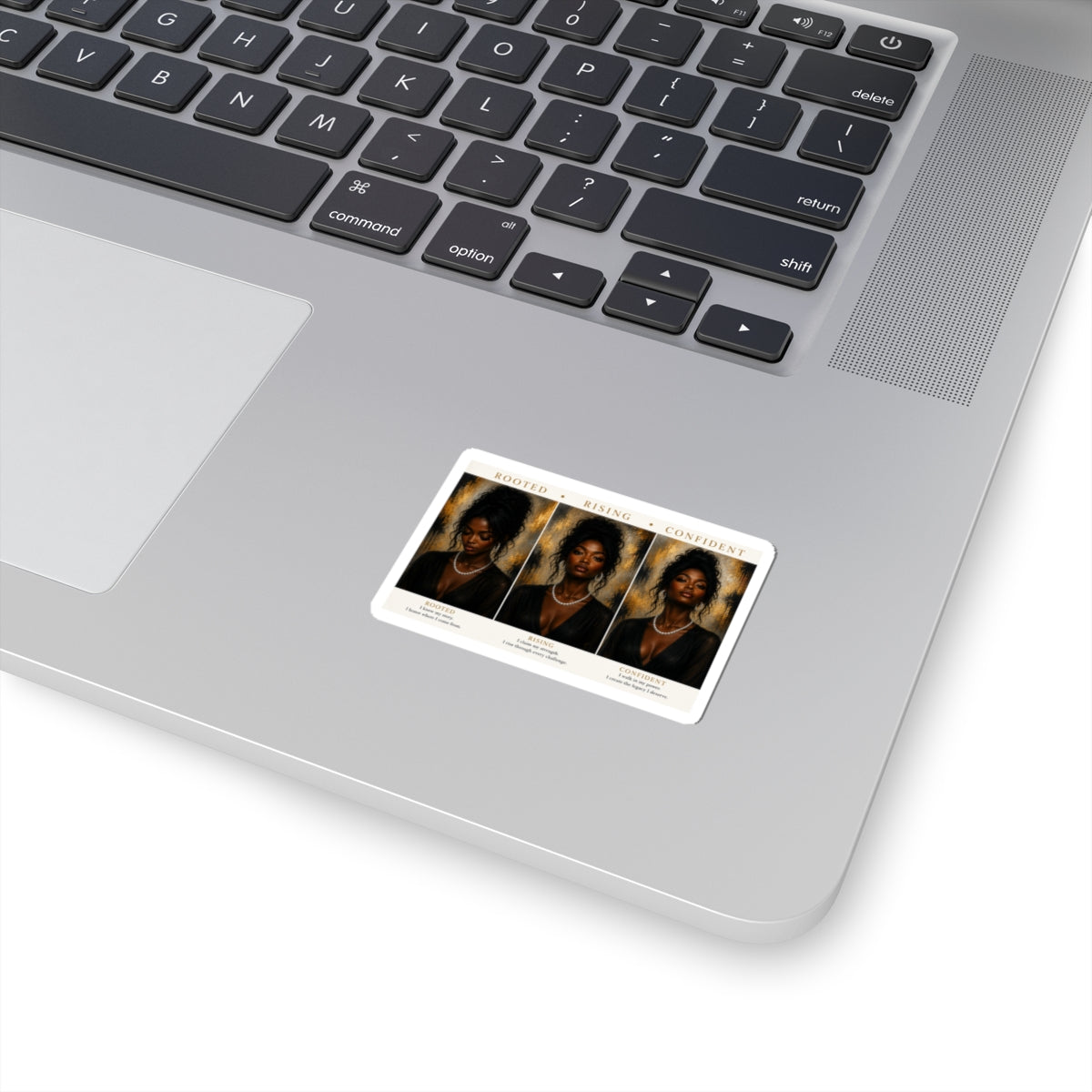 Kiss-Cut Stickers — Black Woman Portrait Trio: Rooted, Rising, Confident Inspirational Sticker Sheet