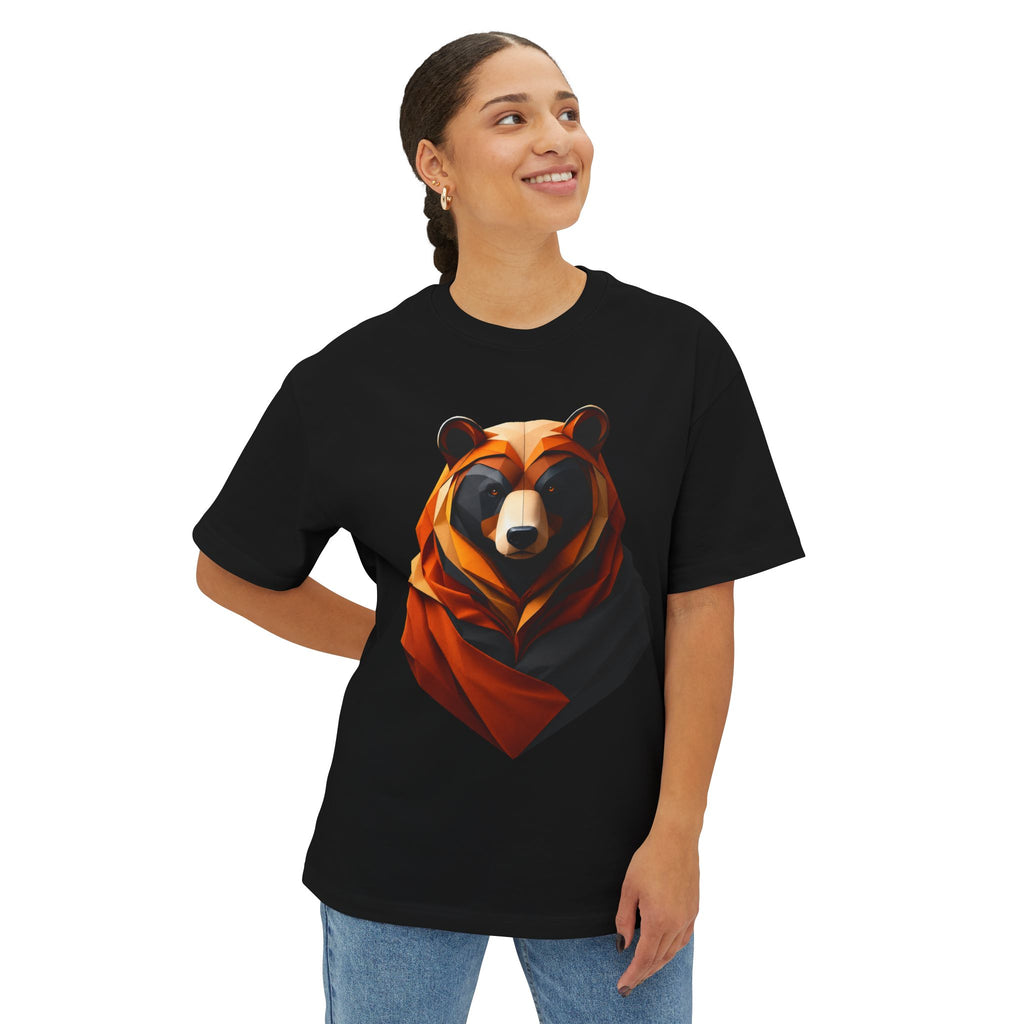 Geometric Bear Graphic Tee — Modern Animal Art Oversized T‑Shirt