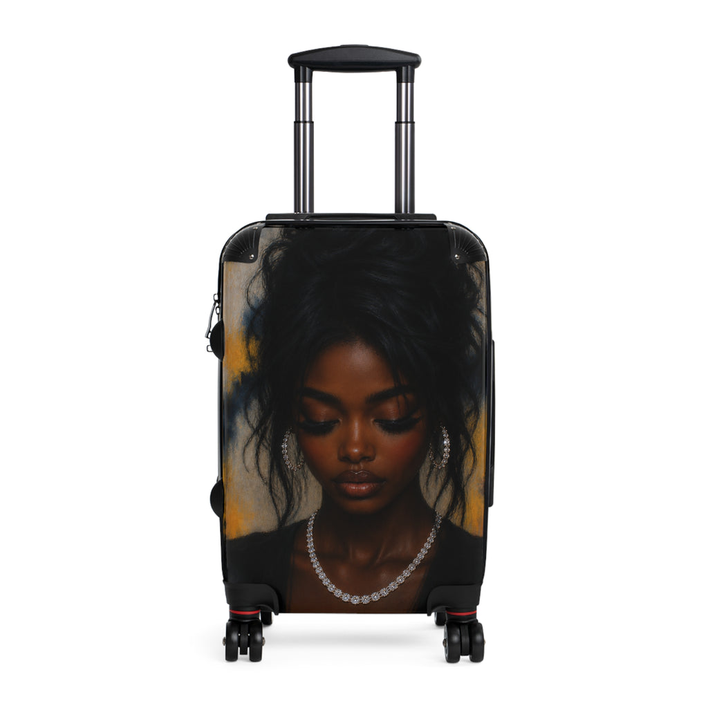 Portrait Carry-On Suitcase — Elegant Black Woman Artwork Travel Luggage