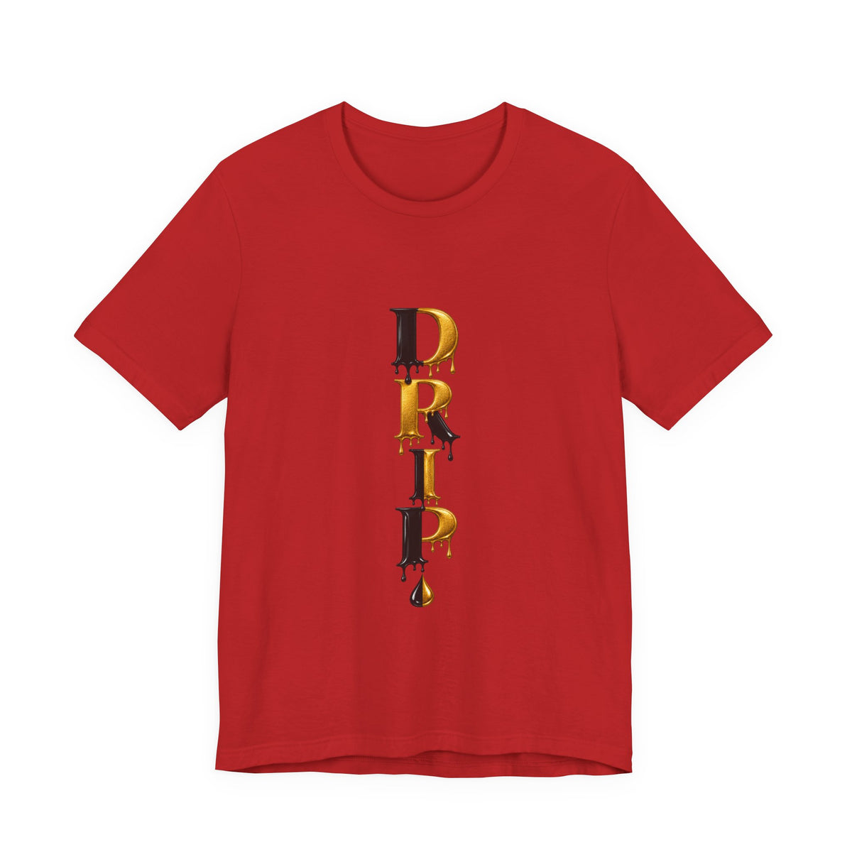 Drip Vertical Graphic Tee — Gold & Black Dripping Letter Design