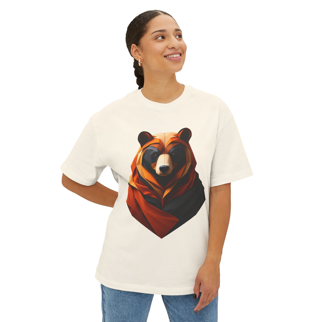 Geometric Bear Graphic Tee — Modern Animal Art Oversized T‑Shirt