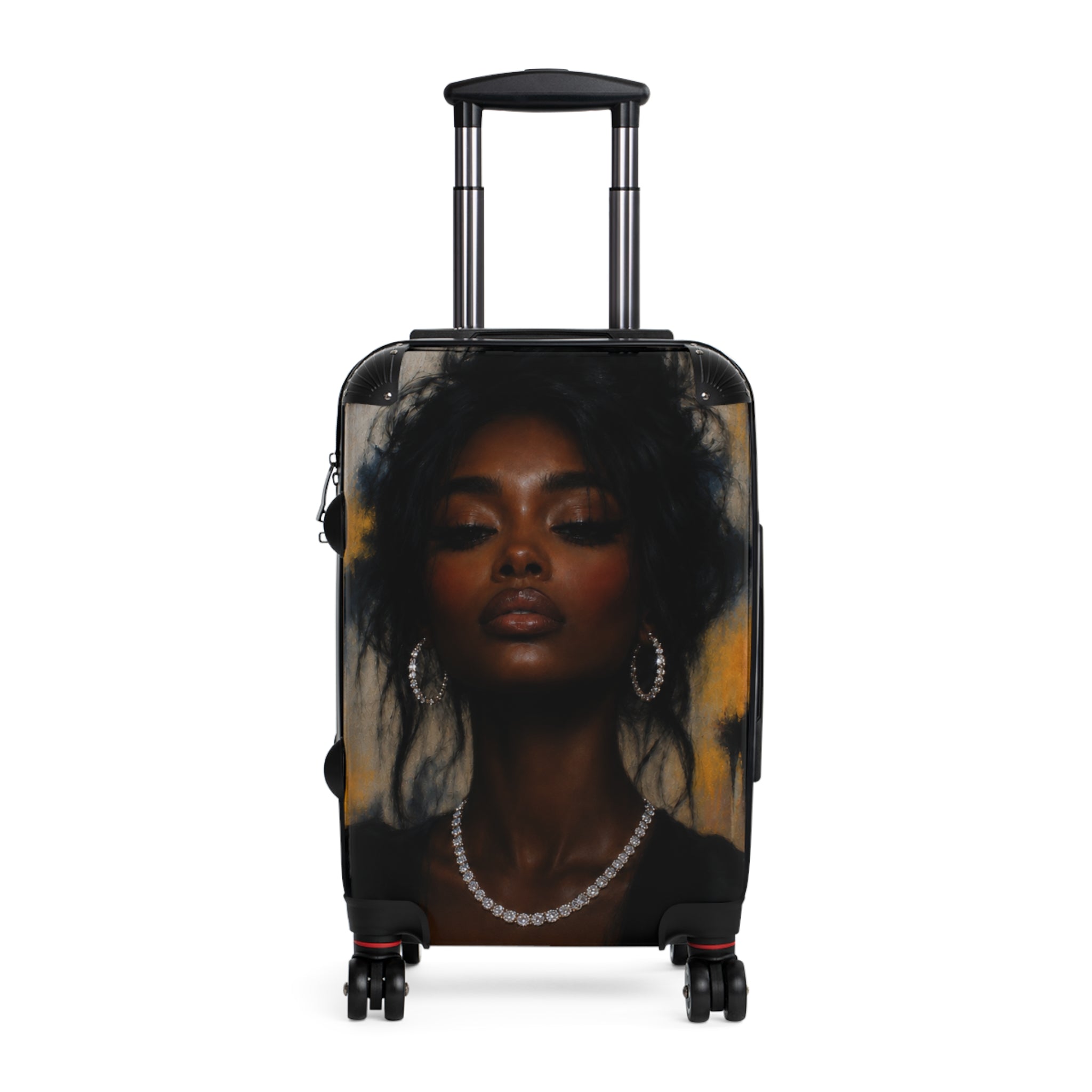 Suitcase — Portrait Art Carry-On Luggage with Elegant Black Woman Design